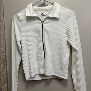 Hollister Cream Ribbed Button Down Shirt